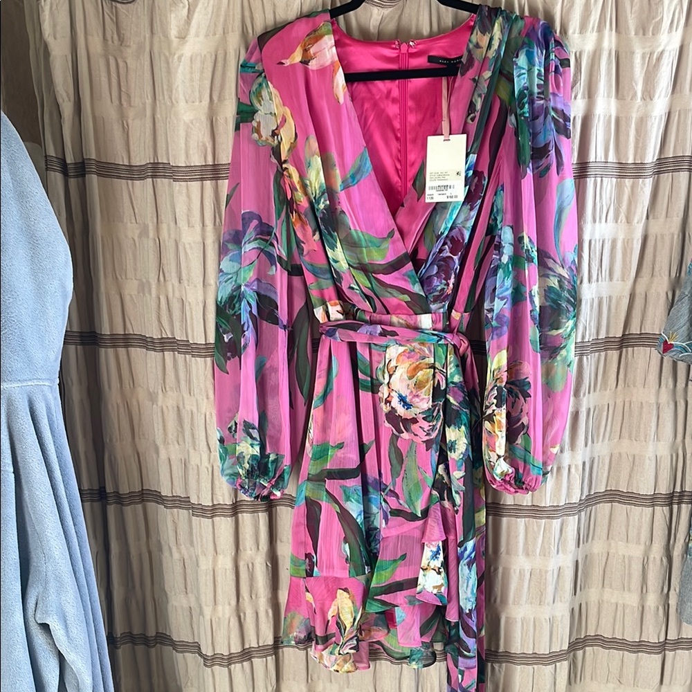 Floral Wrap Dress in Pink and Green